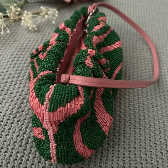 STAUD Beaded Bean Emerald Quartz Acid Swirl Clutch Mini Bag - Picture 12 of 16